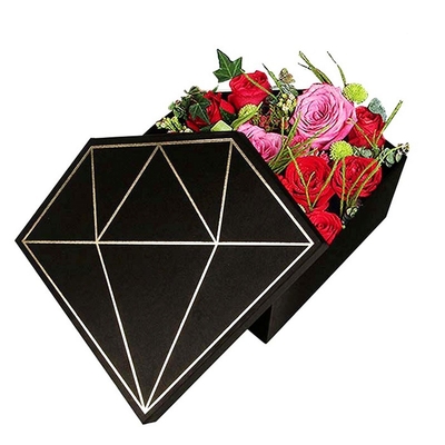 FSC Custom Printed Diamond Flower Box Goud Hot Stamping Diamond Rose Box