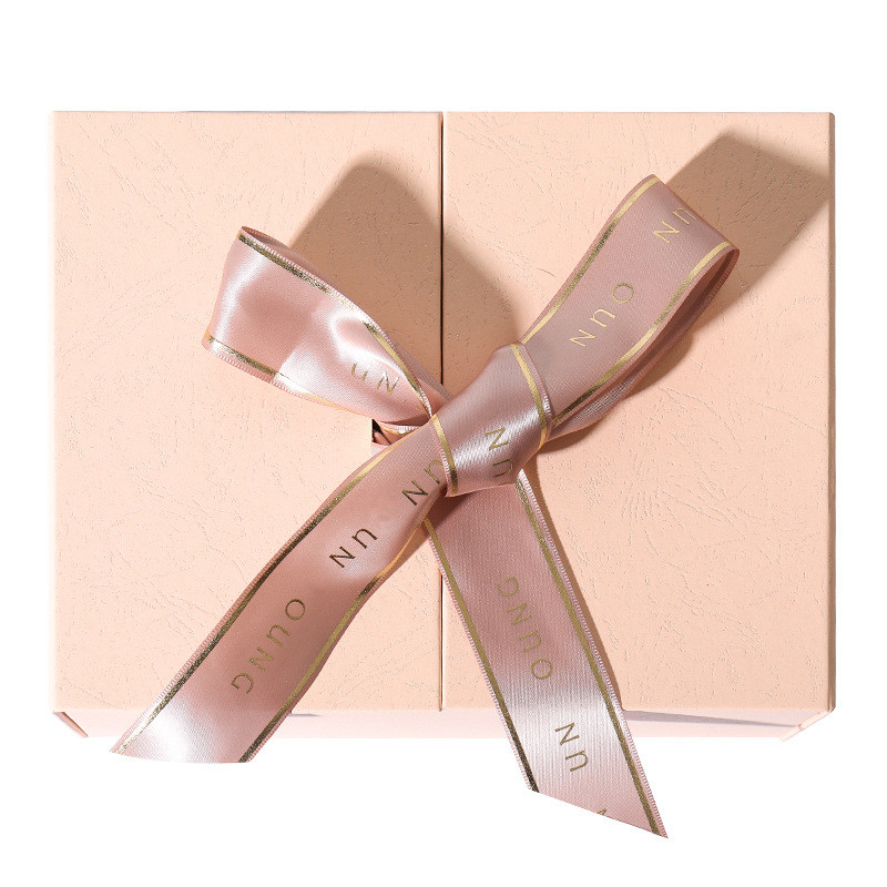 4C 6C Full Color Stijve Kartonnen Doos Roze Cosmetische Geschenkdoos Met Lint